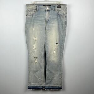 Express Bell crop high rise distressed raw hem hanker crop jeans size 8